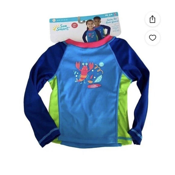 Toddler Rash Guard Small 18-24month Swim Tee Sun Smart UPF 50 Quick Dry - Picture 4 of 5